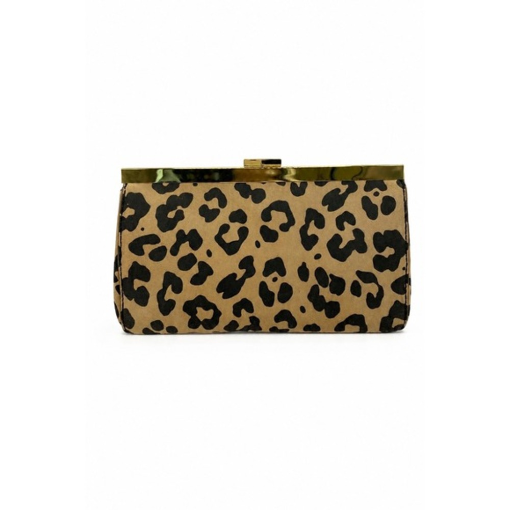 J. CREW Leopard Suede Leather Clutch Brown Animal Print Classic Timeless Mobwife